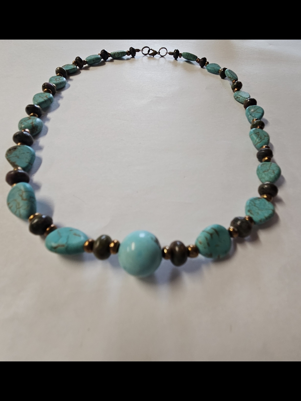 Beaded Faux Turquoise Necklace - Elegant Blue Green Statement